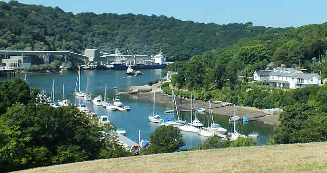 Views from Mixtow towards the harbour on the River Fowey